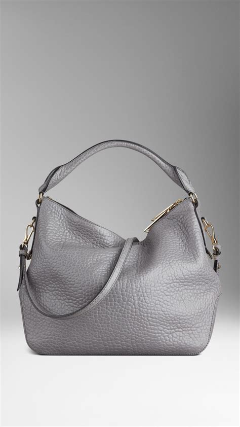 burberry grey leather hobo|Burberry hobo bag.